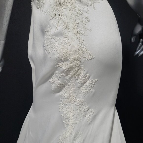 NWT~$1595~JOVANI~SZ 4~IVORY LACE RHINESTONE EMBELLISHED LONG TRAIN WEDDING DRESS - Picture 11 of 16